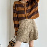 High Waist Twist Wool Knitted Shorts
