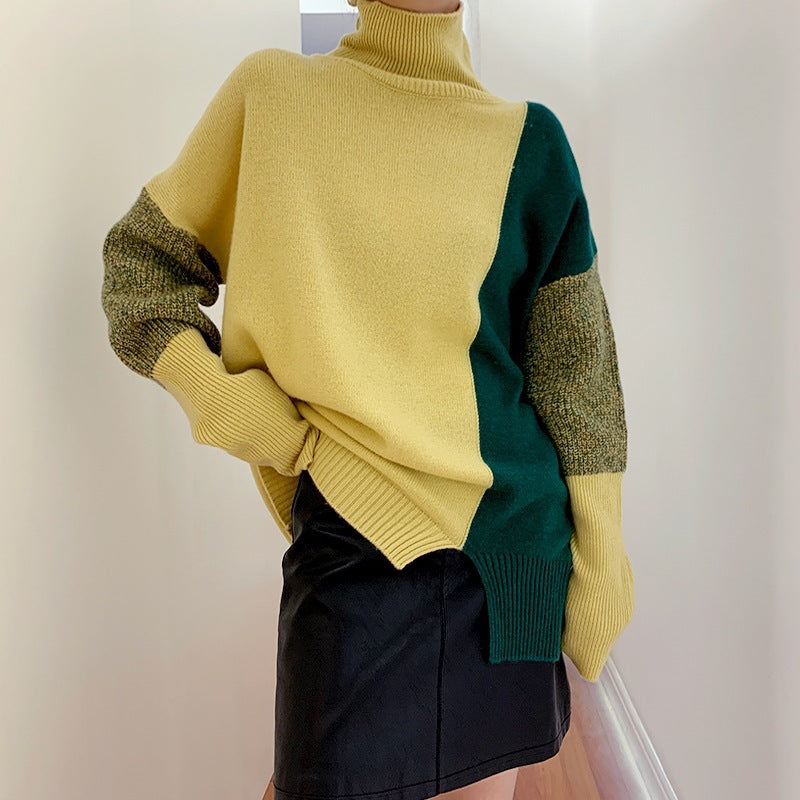 High Neck Colour Clash Sweater