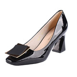 Soft Leather Not Tired Feet Chunky Heel Low-Cut Shoes