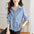 Asymmetric Fold Blue Striped Shirt