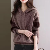 Casual Ribbed Hooded Sweater