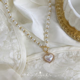 Temperament Imitation Pearl Love Necklace Clavicle Chain
