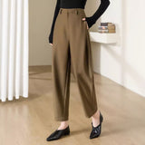 High Waist Slimming Solid Color Straight Suit Pants