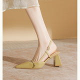 Fashion Casual Thick Heel Baotou Back Open Shoes