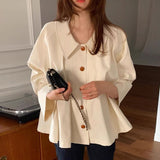 Simple Lapel Loose Solid Color Shirt