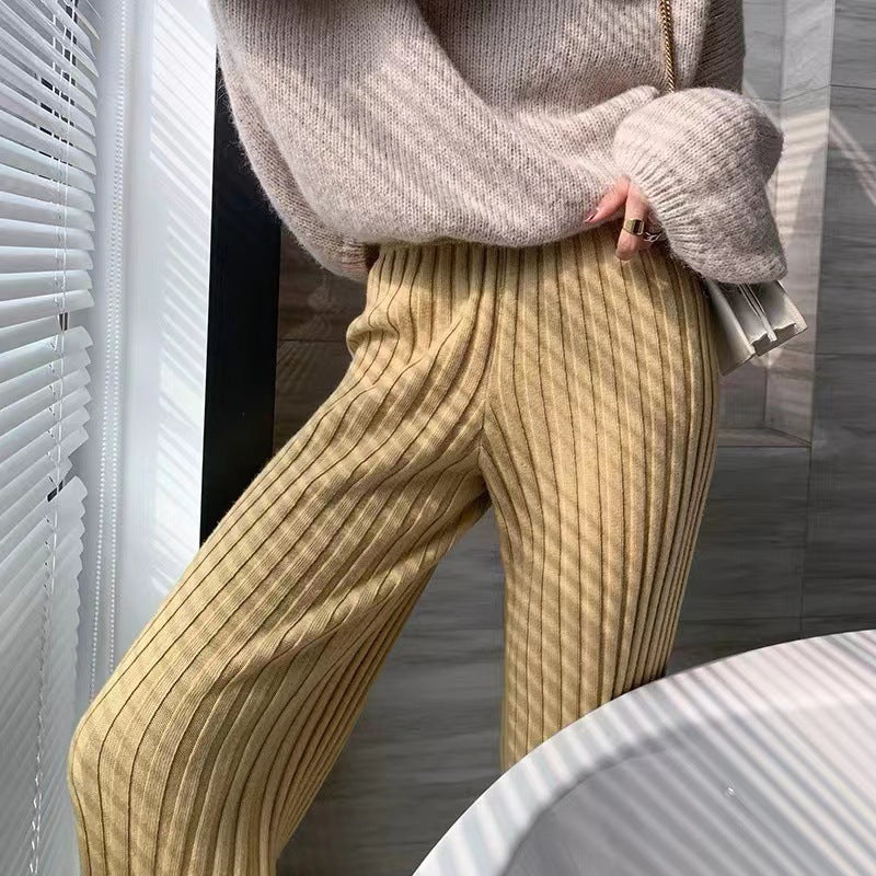 Pit-Stripe Knit Micro Flare Trousers