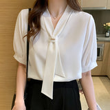 Korean Style Design Sense V-Neck Chiffon Shirt
