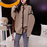 Loose Lazy Style Stand Collar Sweater Coat