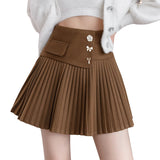 Fashionable Elegant Woolen Pleats High Waist Skirt