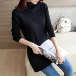 Pure Color Half Collar Mid-Length Knitted Sweater