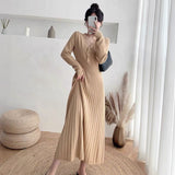 Solid Colour Patchwork Knitted Dress