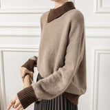 Turtleneck Color Matching Knitted Cashmere Sweater