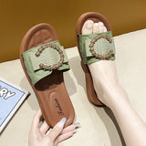Fashion Casual Square Buckle Slippers(one Size Smaller)