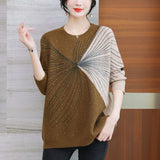 Winter Temperament Crew Neck Color Matching Knitted Sweater