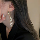 Rhinestone Snake-Shaped Simple Long Earrings