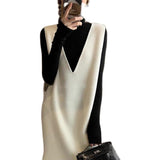 Knitted Pullover Sleeveless Wool Plush Long Dress