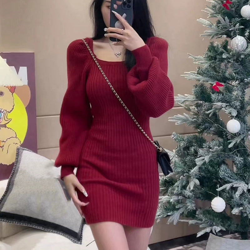 Square Neck Sweater Dress