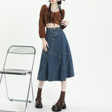 High Waist Stitching Fishtail Denim Skirt