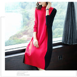 Contrast Color Long Sleeves Dress