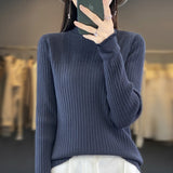 Women's Knit Sweater Organza Slightly Sheer Hollow Out Ruffle Lace Collar Sweater