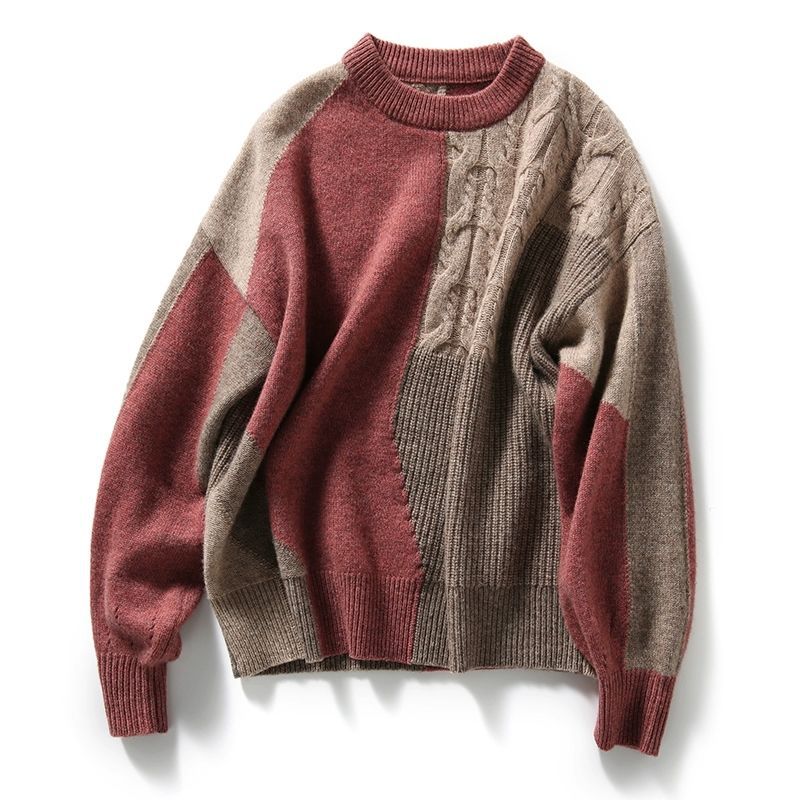 Colour Block Half High Neck Twist Sweater