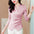 V-neck Irregular Cinched Long Sleeve Chiffon Shirt