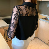 Lace Patchwork Long Sleeve Elegant Shirt