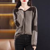 V-neck Color-Block Striped Knitted Top