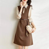 Fake Two Pieces Bowknot Casual Dress