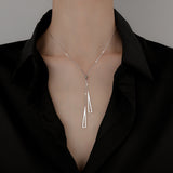 Geometric Fringe Silver Adjustable Necklace
