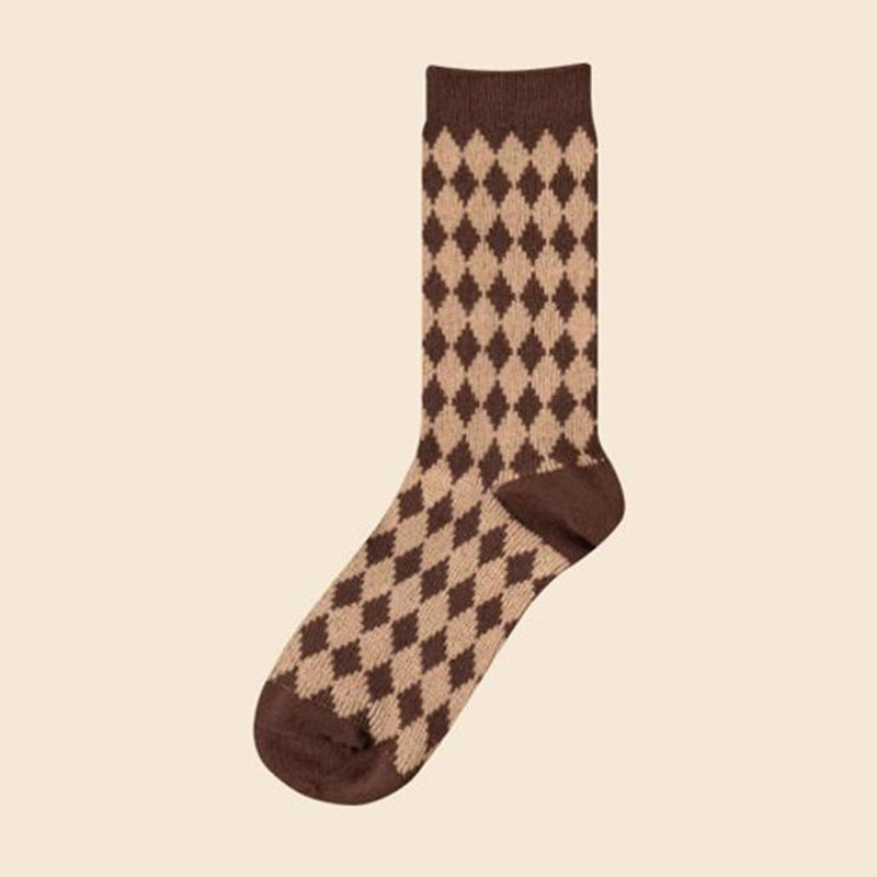 Vintage Geometric Print Mid Calf Socks