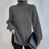 Plunging Sleeve Split High Lapel Thickened Sweater