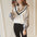 Temperament stylish striped contrast color lantern sleeve V-neck long-sleeved shirt