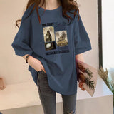 Casual Round Neck Mid Length T-Shirt