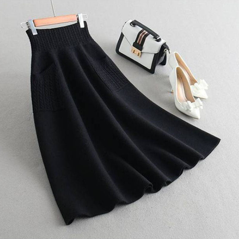 Pocket Cable Knitted Midi Skirt