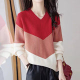 Contrast Color Knit Casual Long Sleeve Sweater
