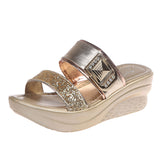 Sequined Muffin Wedge Sandals