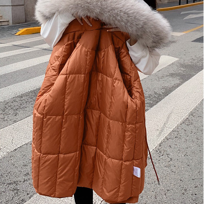 Loose and Comfortable Thickened Zipper Fur Collar Down Jacket