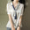 Loose Printed Ribbon Short Sleeve Shirt