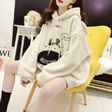Drawstring Embroidered Furry Sherpa Hoodie