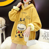 Drawstring Embroidered Furry Sherpa Hoodie