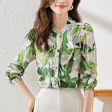 Color Stitching Stand-Collar Ruffled Shirt