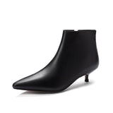 Korean style elegant and comfortable PU leather pointed side zipper stiletto boots