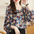 Elegant Abstract Printing Batwing Sleeve Chiffon Shirt