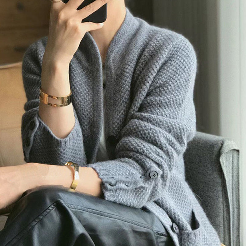 Loose Knitted Stand Collar Sweater