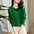 Solid Color Cutout Long Sleeve Crewneck Knit Top