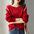 Solid Color Cutout Long Sleeve Crewneck Knit Top