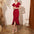 Red V-neck Fishtail Evening Dress