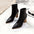 Fashionable  elegant patent leather pointed toe chunky heel stretch boots