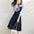 Buckle Color Block Collared A-line Dress